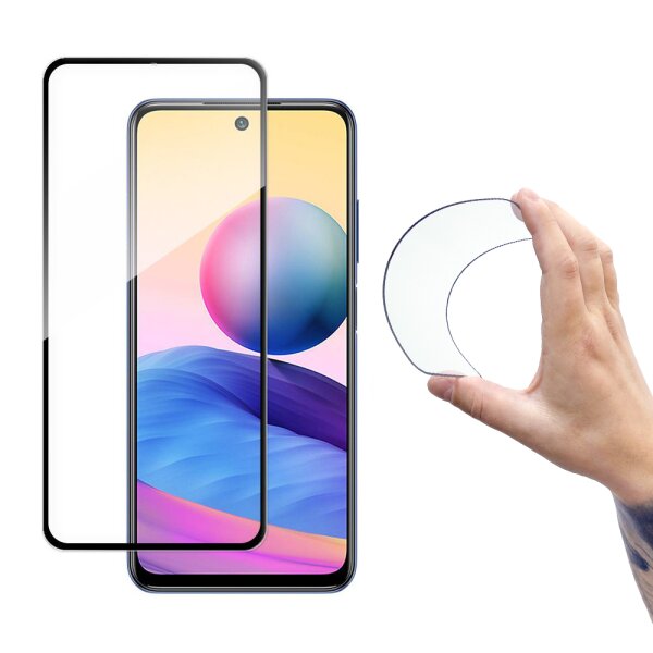 5D Schutz Glas kompatibel mit XIAOMI REDMI NOTE 10 5G Curved Panzer Folie Vollständig Klebend und Abdeckung