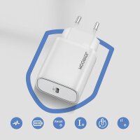 Joyroom 20W WandLadegerät USB PD Netzteil Schnell Fast Charge Power Delivery 3.0 Quick Charge 4.0 + 18 W 3A komaptibel mit Smartphone weiß