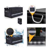Joyroom Kfz Multifunktionswagen Tragbar Organizer 60 x 30 x 35 cm Wasserdicht Aufbewahrung Box Auto Kofferaum Tasche mit Deckel für Auto in Schwarz