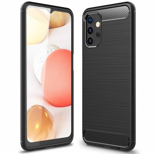 Silikon Hülle Bumper Carbon kompatibel mit SAMSUNG GALAXY A13 5G Case TPU Soft Handyhülle Cover Schutzhülle Schwarz