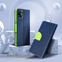 Buch Tasche "Fancy" kompatibel mit XIAOMI REDMI 10 Handy Hülle Etui Brieftasche Schutzhülle mit Standfunktion, Kartenfach Blau-Grün