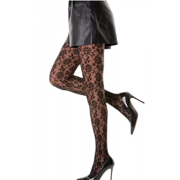 Damen Strumpfhose mit Muster Nero Frauen Hose Socken N.1607 40 DEN schwarz