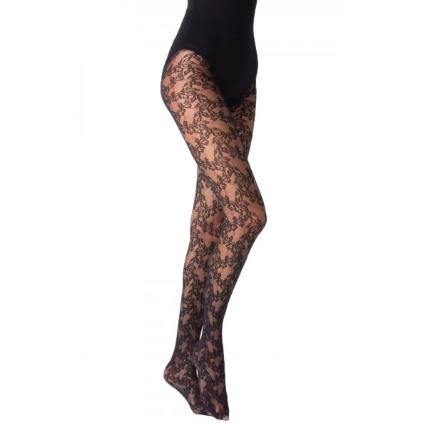 Damen Strumpfhose mit Muster Optik N.1522 40DEN Nero Frauen Hose Socken schwarz