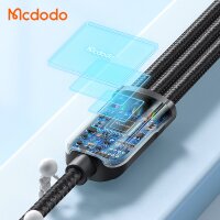 Mcdodo 65W 3in1 Nylon geflochten Ladegerät Kabel 6A Micro USB TYP-C iOS Anschluss Fast Charge Schnell Ladekabel kompatibel mit Smartphone Tablet schwarz