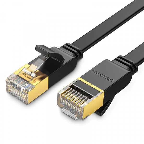 Ugreen Flachkabel Internet Netzwerkkabel Ethernet Patchkabel RJ45 Cat 7 STP LAN, schwarz