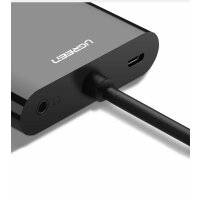 Ugreen mini HDMI (stecker) - VGA (buchse) / HDMI (buchse) + mini klinke 3,5mm (buchse) adapter schwarz