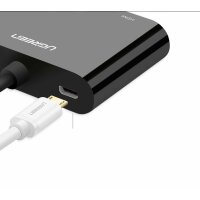 Ugreen mini HDMI (stecker) - VGA (buchse) / HDMI (buchse) + mini klinke 3,5mm (buchse) adapter schwarz