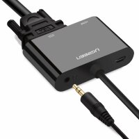 Ugreen mini HDMI (stecker) - VGA (buchse) / HDMI (buchse) + mini klinke 3,5mm (buchse) adapter schwarz