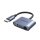 Ugreen USB Typ C (männlich) - USB Typ C PD QC (weiblich) + 3,5mm Miniklinke (weiblich) Audio Adapter grau