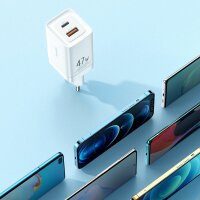 Mcdodo 47W GaN Wandladegerät 1x PD USB-C (Typ-C) 1x USB Anschluss Handy-Ladegerät Schnell-Ladegerät weiß