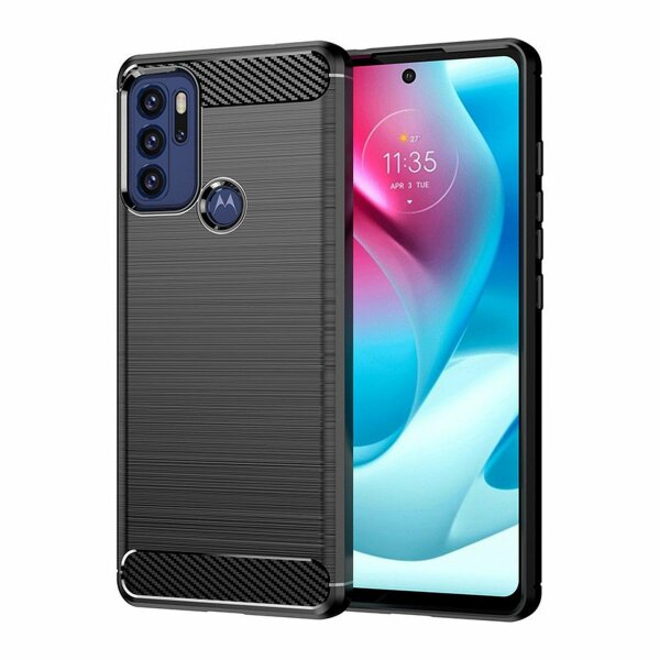 Silikon Hülle Carbon kompatibel mit MOTOROLA MOTO G60S TPU Case Soft Handyhülle Cover Schutzhülle Schwarz