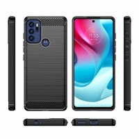 Silikon Hülle Carbon kompatibel mit MOTOROLA MOTO G60S TPU Case Soft Handyhülle Cover Schutzhülle Schwarz