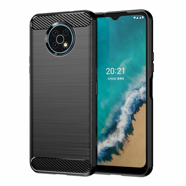 Silikon Hülle Carbon kompatibel mit MOTOROLA MOTO G50 TPU Case Soft Handyhülle Cover Schutzhülle Schwarz