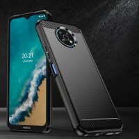 Silikon Hülle Carbon kompatibel mit MOTOROLA MOTO G50 TPU Case Soft Handyhülle Cover Schutzhülle Schwarz