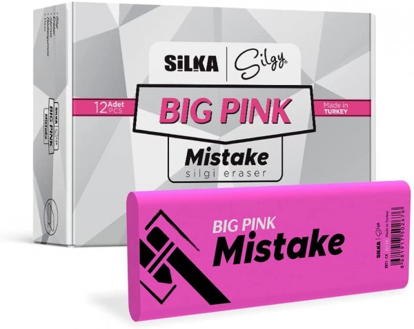 Silka 12 Stück Radiergummis | Big Pink Radierer für Kinder und Erwachsene | Geburtstag Gast-Geschenk Kindergeburtstag Geschenktüte Belohnung Set