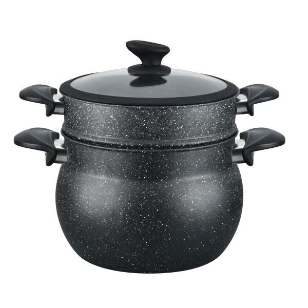 3 tlg Kuskus Topf 8L Dampfgarer COUSCOUS Ø24cm Dampfkocher Gemüse Steamer Induktion Mantykocher