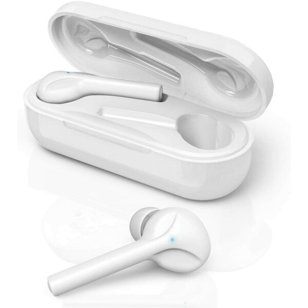 Hama Bluetooth Wireless Kopfhörer (In-Ear Kopfhörer, Ultraleichte Kopfhörer ohne Kabel, True Wireless Headset mit Sprachsteuerung, Touch Control und Micro) Weiß