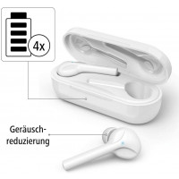Hama Bluetooth Wireless Kopfhörer (In-Ear Kopfhörer, Ultraleichte Kopfhörer ohne Kabel, True Wireless Headset mit Sprachsteuerung, Touch Control und Micro) Weiß