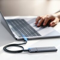 Ugreen Gehäuse M.2 NVMe / M.2 SATA SSD SSD USB 3.2 Gen 2 (10Gbps) grau + Kabel USB - USB Typ C 0,5m + USB Typ C - USB Typ C 0,5m Kabel