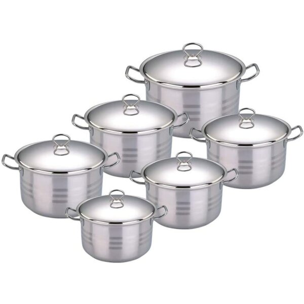 Hoffmanns 6er Set Kochtopfset Tencere Seti 12 Teilig 20341 Edelstahl Topf Set 10-27 Liter Spülmaschinenfest