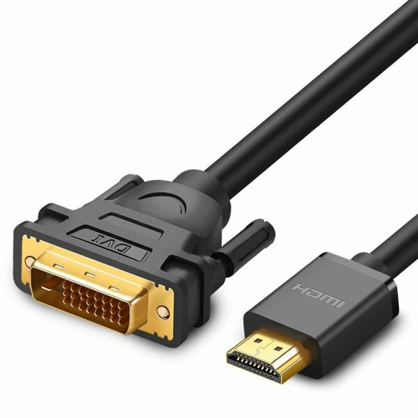 Ugreen 5 Meter Kabel Adapterkabel DVI 24 + 1 Pin kompatibel mit DVI 24 + 5 Pin - HDMI Video Kabel Digital Kabel schwarz