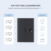 Ugreen Switch Box Adapter HUB Schalter 4 x USB 2.0 Gen Computer Druckerscanner  schwarz