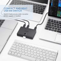 Ugreen Switch Box Adapter HUB Schalter 4 x USB 2.0 Gen Computer Druckerscanner  schwarz
