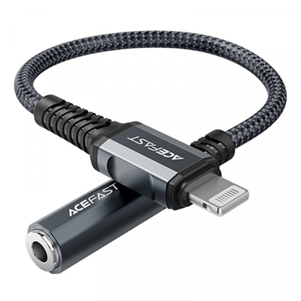 Acefast MFI Lightning Audiokabel – 3,5-mm-Miniklinke (Buchse) 18 cm, AUX-Grau