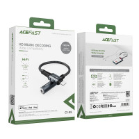 Acefast MFI Lightning Audiokabel – 3,5-mm-Miniklinke (Buchse) 18 cm, AUX-Grau