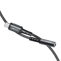 Acefast USB-Typ-C-Audiokabel - 3,5-mm-Miniklinke (weiblich) 18 cm, AUX-Grau