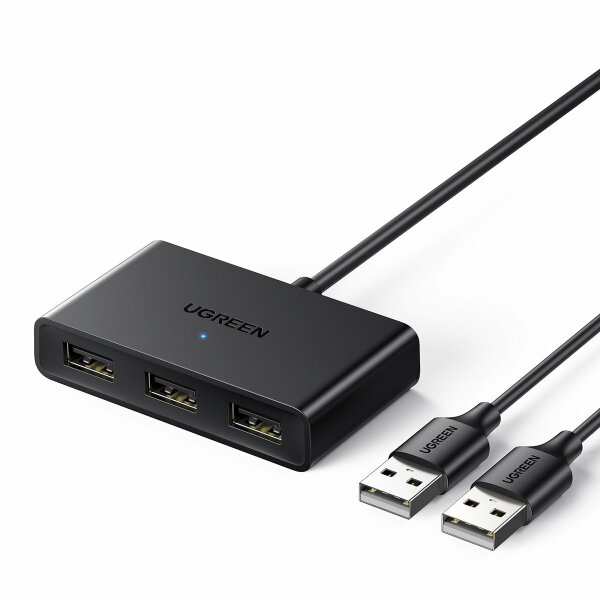 Ugreen Switch Adapter Schaltbox USB 2 Eingänge - 3 Ausgänge für Tastatur, USB Sticks, Kartenleser, Festplatten, Maus schwarz