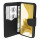 Buch Tasche "Fancy" kompatibel mit SAMSUNG GALAXY S22 (SM-S901B) Handy Hülle Etui Brieftasche Schutzhülle mit Standfunktion, Kartenfach Schwarz