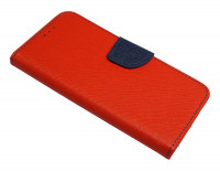 Buch Tasche "Fancy" kompatibel mit SAMSUNG GALAXY S22 (S901B) Handy Hülle Etui Brieftasche Schutzhülle mit Standfunktion, Kartenfach Rot-Blau