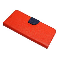 Buch Tasche "Fancy" kompatibel mit MOTOROLA MOTO G 5G Handy Hülle Etui Brieftasche Schutzhülle mit Standfunktion, Kartenfach Rot-Blau