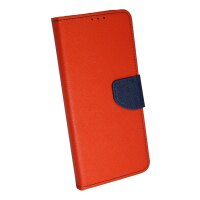 Buch Tasche "Fancy" kompatibel mit MOTOROLA MOTO G10 Handy Hülle Etui Brieftasche Schutzhülle mit Standfunktion, Kartenfach Rot-Blau