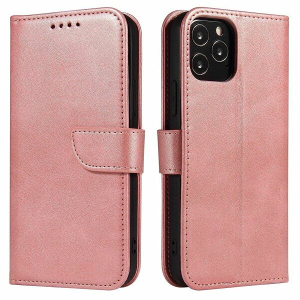 Premium Magnet Case Buch Tasche Schutzhülle aufklappbare Hülle Standfunktion Zubehör kompatibel mit Samsung Galaxy S22 Ultra (SM-908B) Rosa