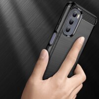 Silikon Hülle Carbon kompatibel mit MOTOROLA MOTO G STYLUS 2022 TPU Case Soft Handyhülle Cover Schutzhülle Schwarz