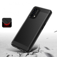 Silikon Hülle Bumer Carbon kompatibel mit OnePlus Nord N200 5G TPU Soft Handyhülle Cover Schutzhülle Schwarz