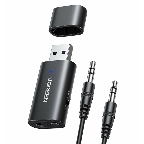 UGREEN 5.1 Bluetooth Adapter 2 in 1 Bluetooth Sender TV und Bluetooth Empfänger Klinke Audio mit 1m Aux Kabel für PC Laptop Kopfhörer Auto Fernseher TV Lautsprecher