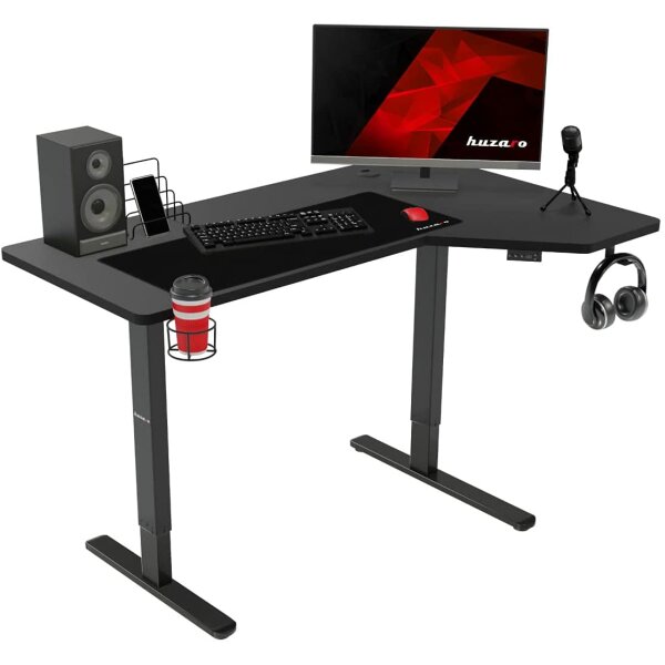 huzaro Hero 9.0 XXL Büro Gaming Elektrisch Schreibtisch 140 cm x 120 cm x 90 cm Höhenvestellbar Ergonomisch Motor Ecke