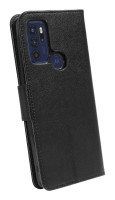 Buch Tasche "Fancy" kompatibel mit MOTOROLA MOTO G60S Handy Hülle Etui Brieftasche Schutzhülle mit Standfunktion, Kartenfach Schwarz