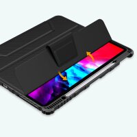 Nillkin Bumper Leather Case Pro Gepanzertes Smart Cover mit Kameratasche und Ständer kompatibel mit iPad Pro 12.9" 2021/2020