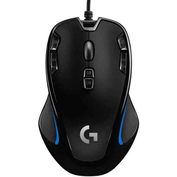 Logitech G300s Gaming-Maus mit 2,5K DPI Sensor, USB-Anschluss, RGB-Beleuchtung, 9 programmierbare Tasten, Taste zur DPI-Umschaltung, anpassbare Spielprofile, Ultraleicht, PC/Mac - Schwarz