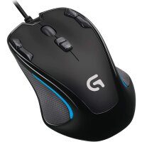 Logitech G300s Gaming-Maus mit 2,5K DPI Sensor, USB-Anschluss, RGB-Beleuchtung, 9 programmierbare Tasten, Taste zur DPI-Umschaltung, anpassbare Spielprofile, Ultraleicht, PC/Mac - Schwarz