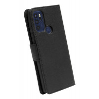 Buch Tasche "Fancy" kompatibel mit Motorola Moto G60s Handy Hülle Etui Brieftasche Schutzhülle mit Standfunktion, Kartenfach Schwarz
