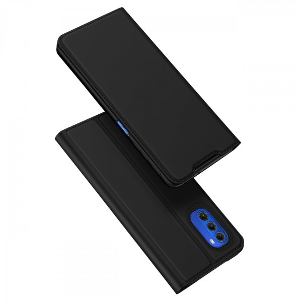 Buch Tasche "Dux Ducis" kompatibel mit Motorola Moto G51 5G Handy Hülle Etui Brieftasche Schutzhülle mit Standfunktion, Kartenfach schwarz