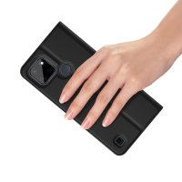 Buch Tasche "Dux Ducis" kompatibel mit Realme C25Y Handy Hülle Etui Brieftasche Schutzhülle mit Standfunktion, Kartenfach schwarz