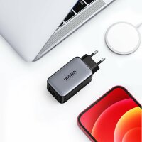 Ugreen GaN Ladegerät 2x USB Type C / 1x USB 65W Power Delivery grau