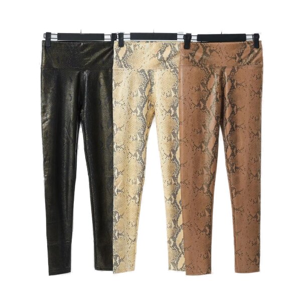 Damen Lederhose Leggings Lederimität Jeggings Hohe Taille Leder Strumpfhose Design Motiv