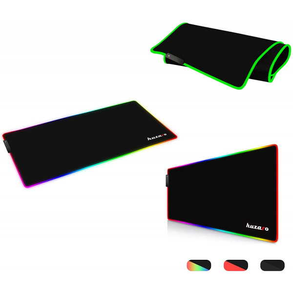 Huzaro Mousepad RGB XL Gaming 80x30cm Mauspad groß wasserdicht Anti-Rutsch ergonomische Form